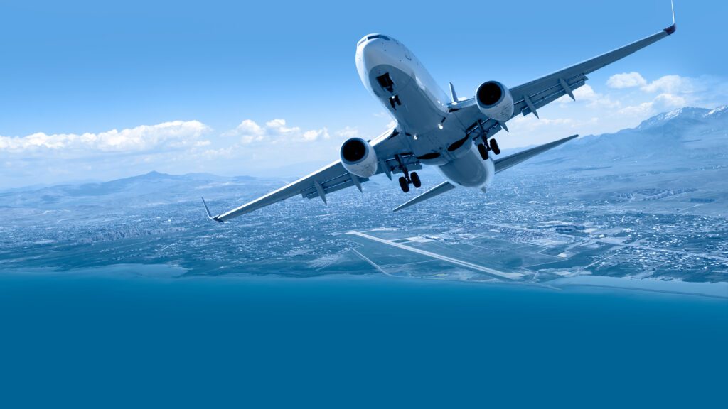 Airplane flying on a sunny day